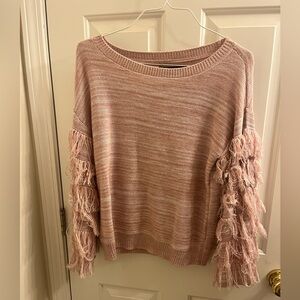 Pink fringe sweater